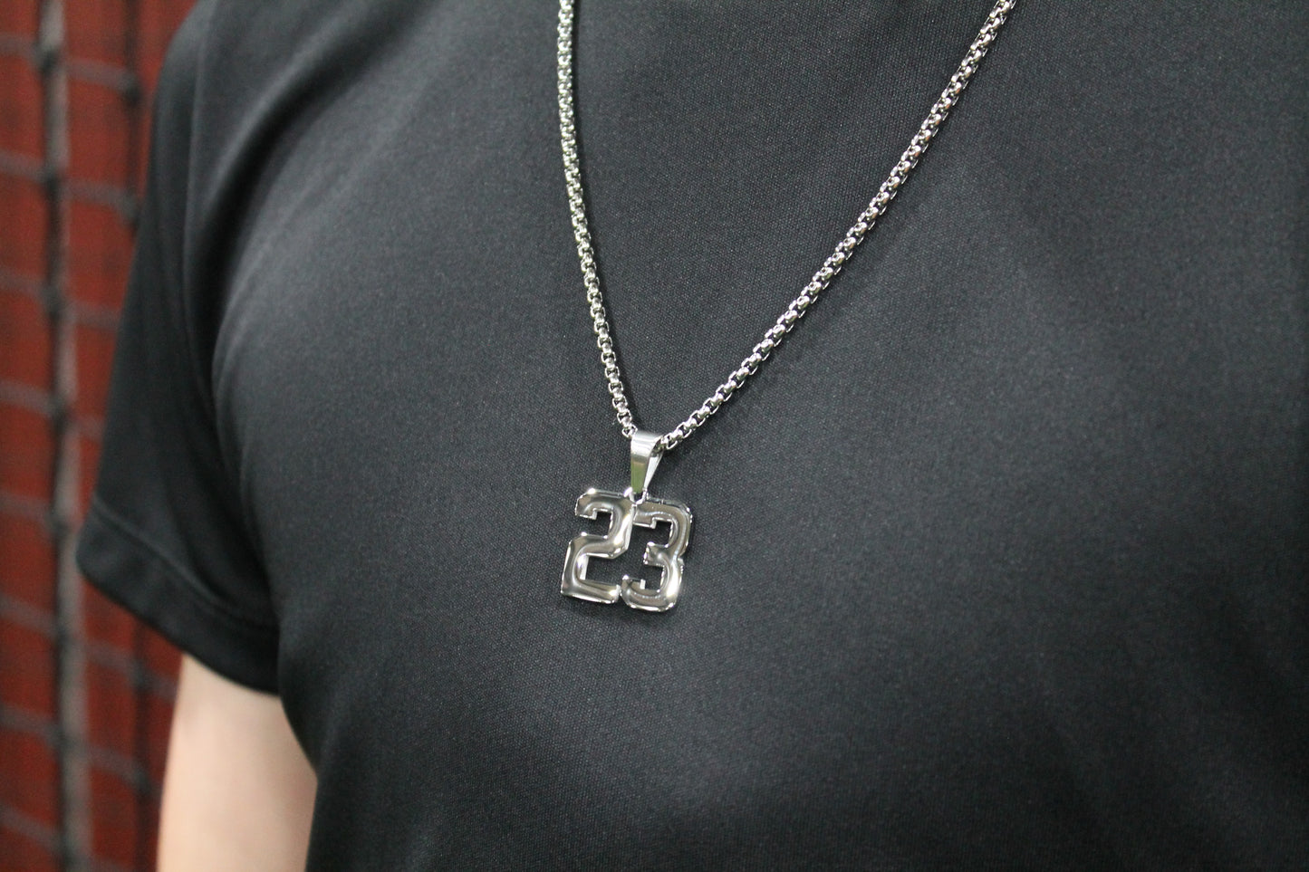 Number Pendant 1-50 SILVER with Chain