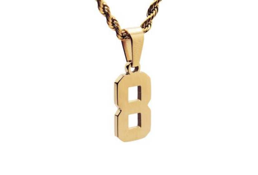 Number Pendant 51-99 GOLD w/Chain