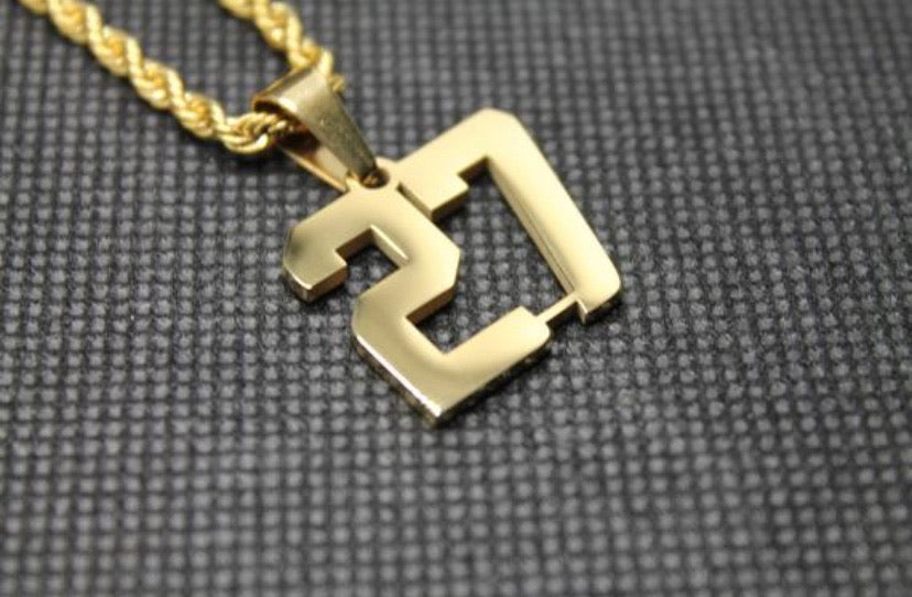 Number Pendant 1-50 GOLD w/Chain