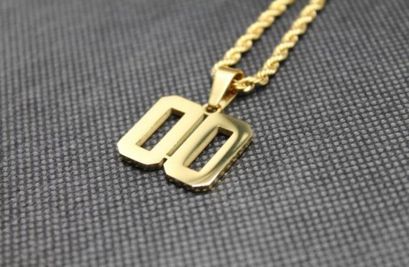 Number Pendant 1-50 GOLD w/Chain