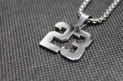 Number Pendant 1-50 SILVER with Chain